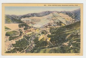P2431, vintage postcard birds eye view utah copper mine bingham canyon