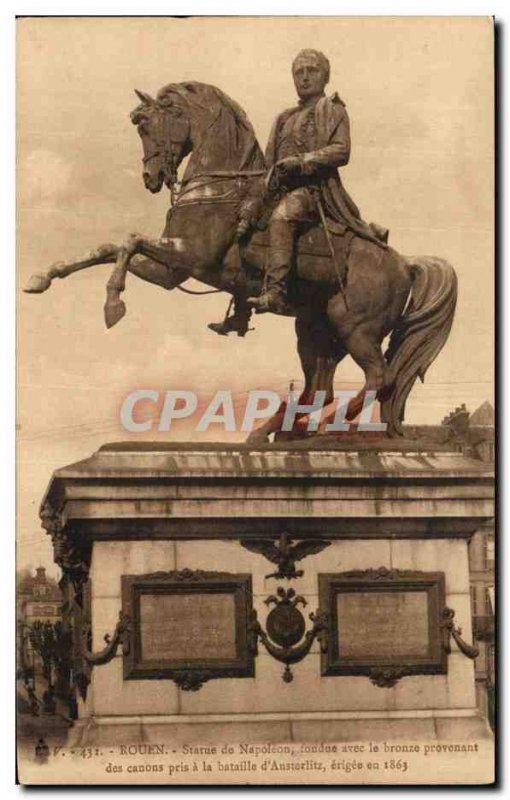 Old Postcard Rouen Statue of Napoleon 1st Austerlitz