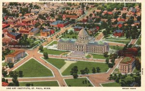 Vintage Postcard 1947 And Art Institute State Office Capitol St Paul Minnesota