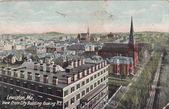 Maine Lewiston View From City Building Looking 1909