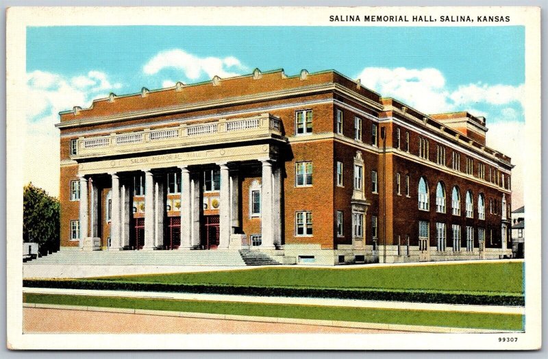 Vtg Salina Kansas KS Salina Memorial Hall Postcard United States