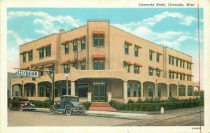 Grenada Mississippi Hotel Automobiles Teich roadside 1940s Postcard 21-8148