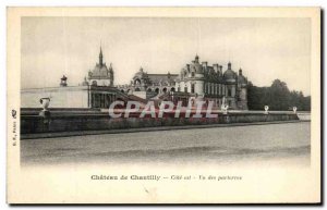 Old Postcard Chateau de Chantilly Cote is Seen flowerbeds