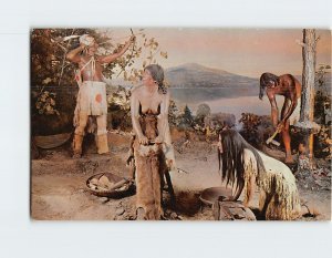 Postcard Seneca American Indian family at work, New York State Museum, New York