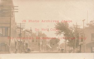 Unknown Location, RPPC, Street Scene, Business Section, Post Office