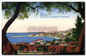 Old Postcard Menton view from the Boulevard of Garavan