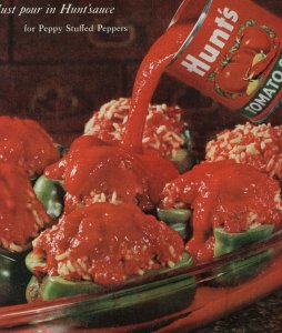 1961 Ladies Home Journal Hunts Tomato Sauce Vintage Ad Stuffed Pepper Recipe