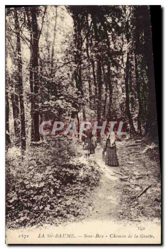 Old Postcard La Ste Baume Sous Bois path Cave