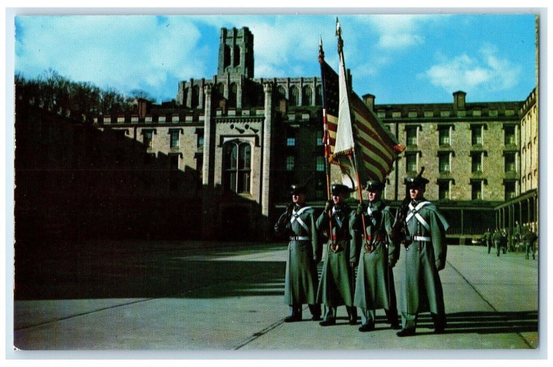 c1950's Color Guard Of Cadets In Central Barracks West Point New York Postcard