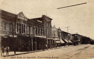 Columbus Kansas East Side of Square Street Scene Vintage Postcard AA45182