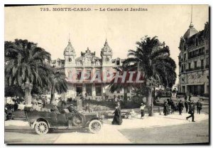 Old Postcard Monte Carlo Casino and gardens Automotive