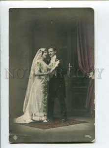 3103573 WEDDING Ceremony BRIDE & GROOM Vintage PHOTO Tinted PC