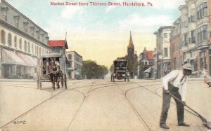 MARKET STREET FROM 13TH ST HARRISBURG PENNSYLVANIA BLACK AMERICANA POSTCARD