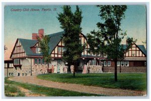 1915 Country Club House View Exterior Peoria Illinois IL Posted Vintage Postcard