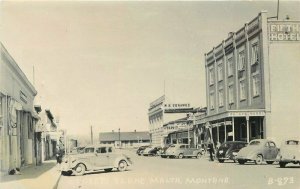 1930s Malta Montana Street View Hotel Drug Store Autos RPPC Photo Postcard