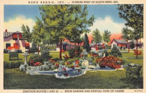 Postcard Bob's Bar-B-Q Motel Cabins & Cabins in Rolling Prairie, Indiana~125807