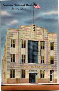 Farmers National Bank, Salem OH Vintage Linen Postcard E33