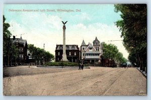1910 Wilmington Delaware DE Vintage Postcard Avenue 14th Street Park Houses Road