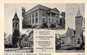 Bennettsville South Carolina Churches Vintage Postcard AA39297