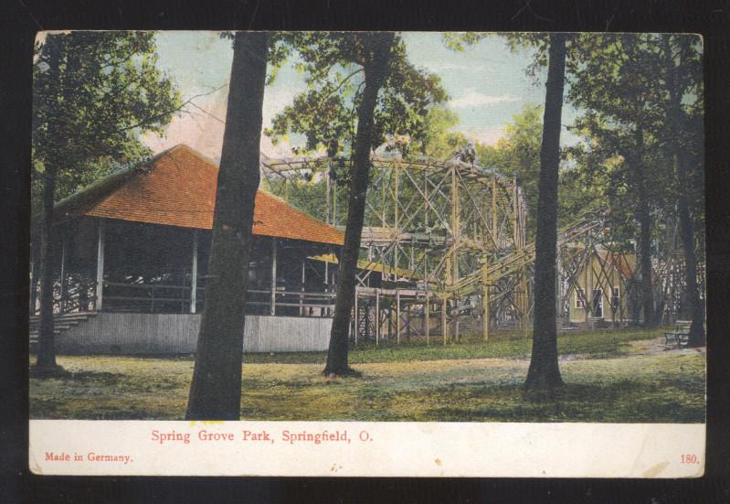 SPRINGFIELD OHIO SPRING GROVE AMUSEMENT PARK ROLLER COASTER VINTAGE POSTCARD