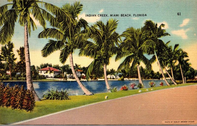 Florida Miami Beach Scene Along Indian Creek 1943