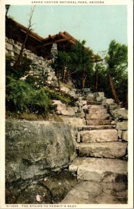Hermit's Rest Stairs Canyon Arizona AZ  Fred Harvey Phostint UNP Postcard L9