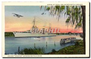 Postcard Old Shrine Of Texas San Jacinto Battle Grounds Boat Plane Cruiser Ho...