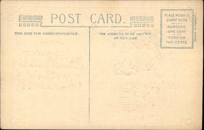 WINSCH Thanksgiving Pilgrim Woman Plucking Dead Turkey Antique Postcard