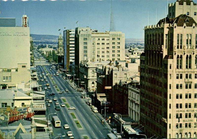 australia, ADELAIDE, S.A., King William Street, Coca Cola Sign (1970s) Postcard