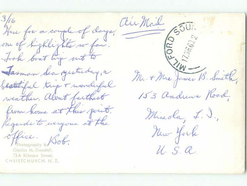 Bent - 1960 RPPC - MILFORD HOTEL IN SELWYN South Island NEW ZEALAND p2581