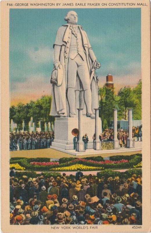 George Wahington Statue at 1939 World Fair NYC, New York City - Linen