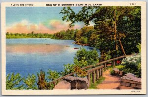 Vtg One Of Missouri's Beautiful Lakes MO 1930s Linen Scenic View Old Postcard