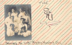 RPPC THE SFU College Sorority? Edwardian Women 1906 Vintage Photo Postcard