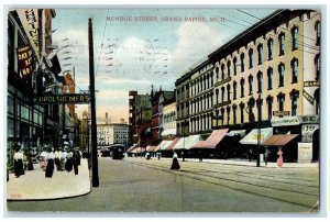 1911 Monroe Street Downtown Shops People Scene Grand Rapids Michigan MI Postcard