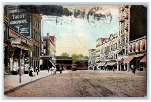 1908 Road St Union County Trust Company Streetcars Elizabeth New Jersey Postcard