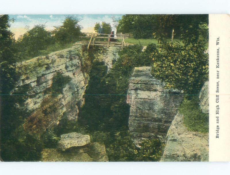 Divided-Back BRIDGE AT HIGH CLIFF Kaukauna - Near Appleton & Green Bay WI d4352