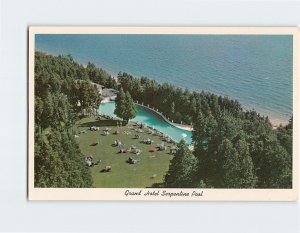 Postcard Aerial View of Grand Hotel Serpentine Pool Mackinac Island Michigan USA