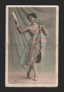 078632 Tinted BALLET Star DANCER w/ FAN Vintage PHOTO PC