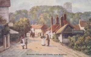 Bramber Village & Castle Sussex Antique 1907 Oilette Postcard