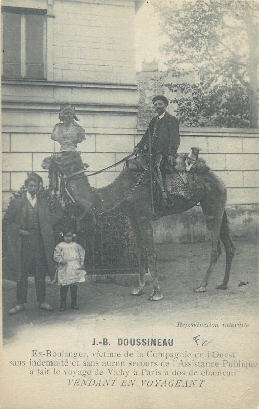 Famous people J. B. Doussineau and his Tour of France on a dromedary camel trip 