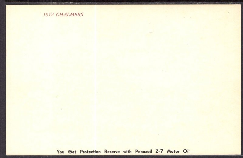 1912 Chalmers Car Pennzoil Motor Oil Advertising