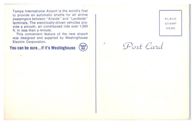 Tampa International Airport Automatic Passenger Shuttle Postcard