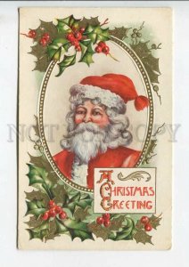 443910 Portrait SANTA CLAUS Christmas NEW YEAR Vintage postcard EMBOSSED