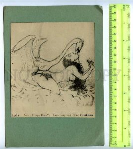 207937 RUSSIA sex Leda w/ swan old photo card ex-libris