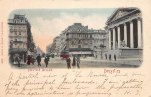 BRUXELLES BELGIUM~BOULEVARD ANSPACH ~1900 TINTED PHOTO POSTCARD