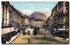 Old Postcard Dauphine Grenoble Place Grenette and Saint Eynard