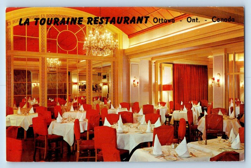 Ottawa Ontario Canada Postcard La Touraine Restaurant Dining Area c1960's