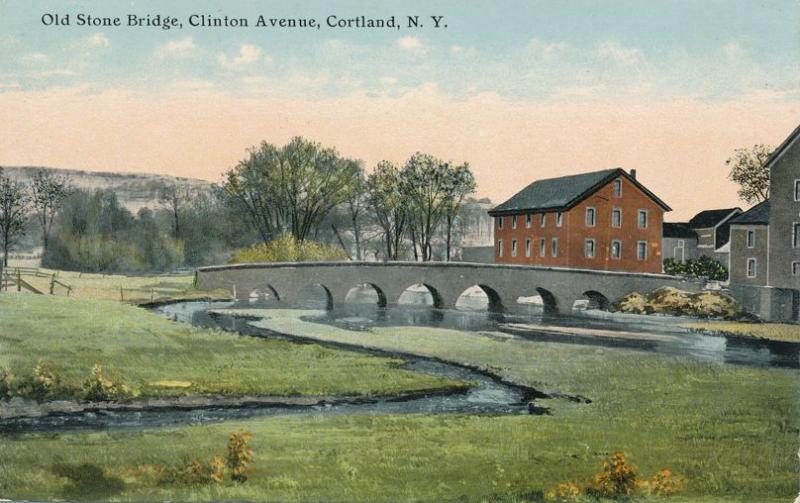 Old Stone Bridge at Clinton Avenue - Cortland NY, New York - pm 1911 - DB