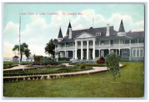 c1910 Exterior View Lotus Club Lake Contrary St Joseph Missouri Vintage Postcard