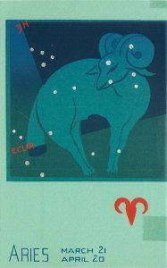 Astrology Aries 1950s Green Tint Postcard Sheehan 21-5271